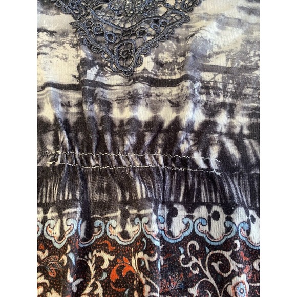 Energe Shirt‎ Women 1X Teal Tunic Top 3/4 Sleeves Crochet Beads - Picture 4 of 10